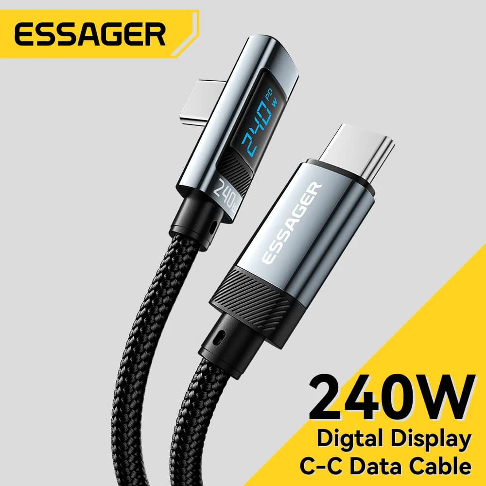 240W USB-C kábel s uhlom 90° (USB-C na USB-C)