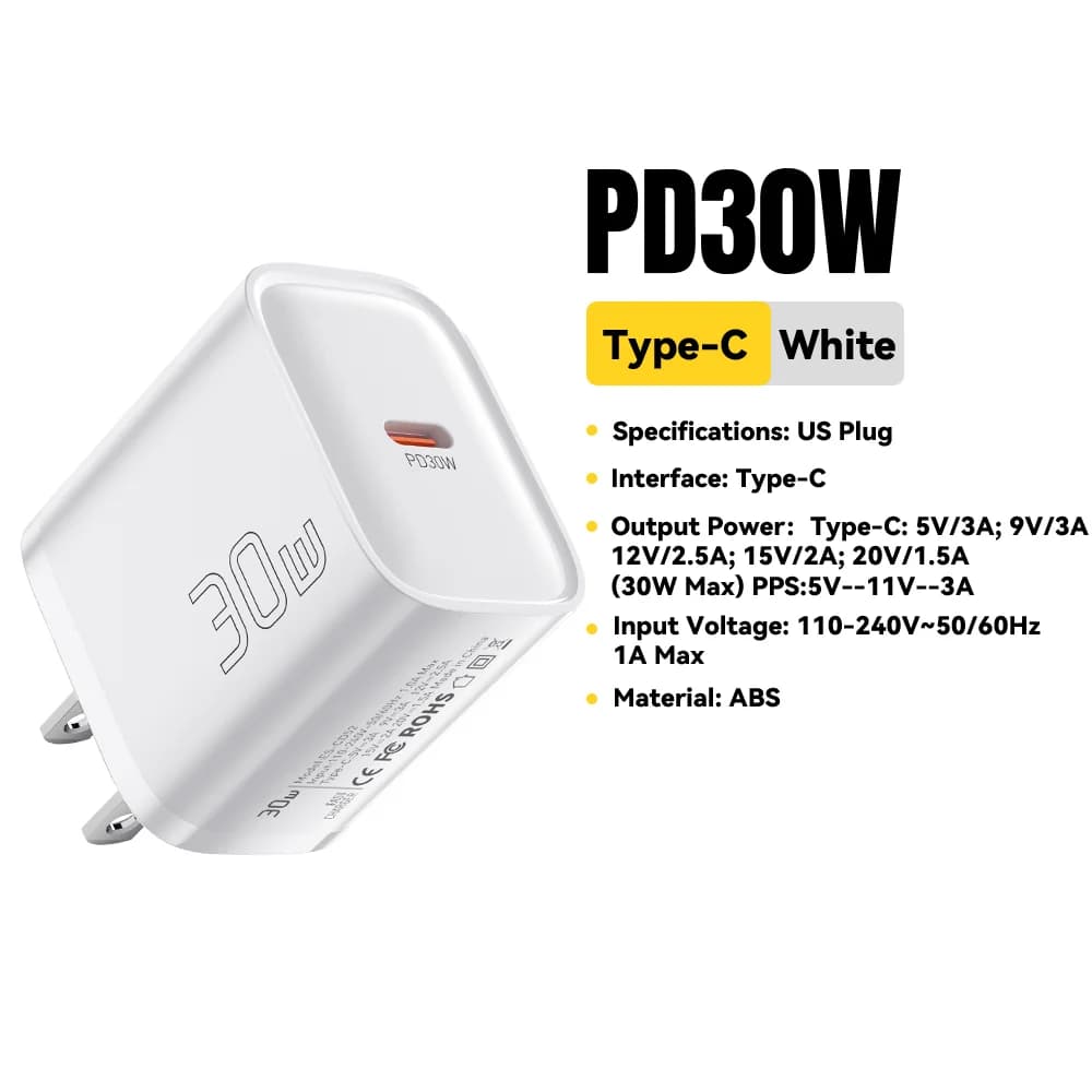Miniatúrny rýchlonabíjací adaptér 30W USB-C PD