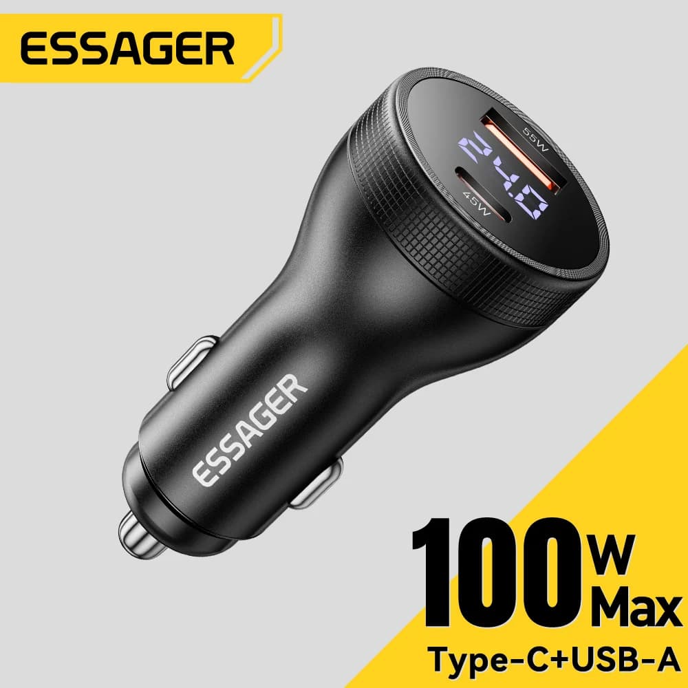 Automobilová nabíjačka USB-C, 100W, s digitálnym displejom