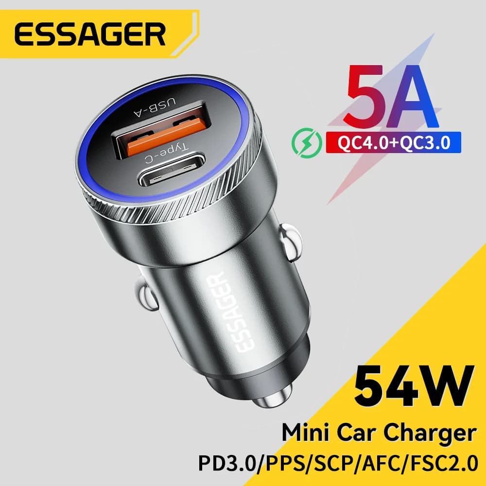 54W USB auto-nabíjačka s PD a QC 3.0