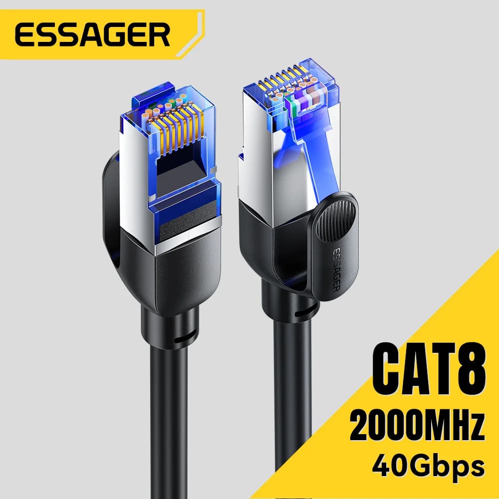 CAT8 Ethernet kábel s rýchlosťou 40Gbps a opleteným povrchom