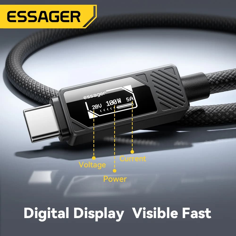 USB-C kábel 100W s digitálnym displejom PD nabíjanie