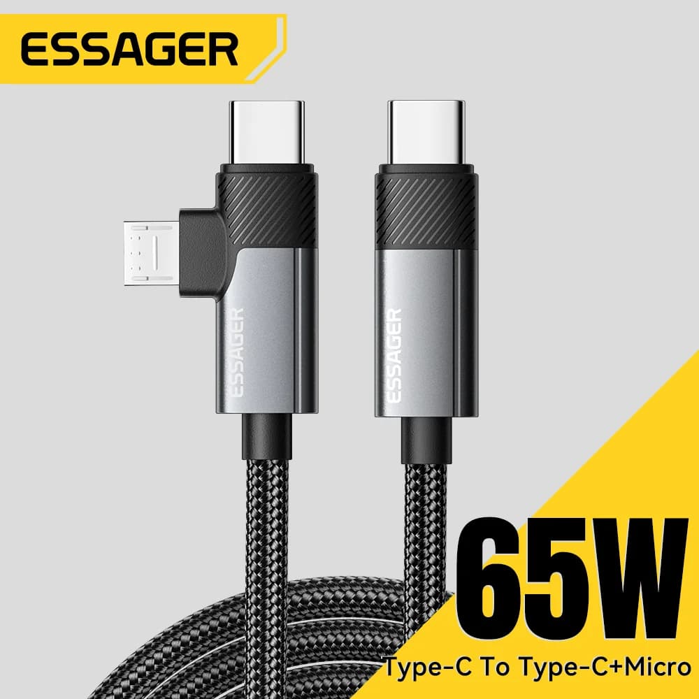 2v1 65W PD rýchlonabíjací kábel Type-C/USB-A na Micro
