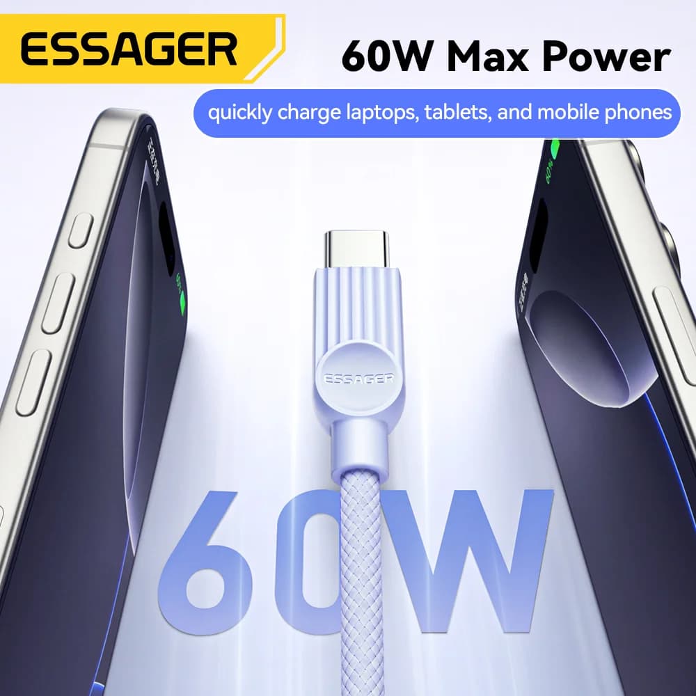 60W farebný USB-C na USB-C rýchlonabíjací kábel