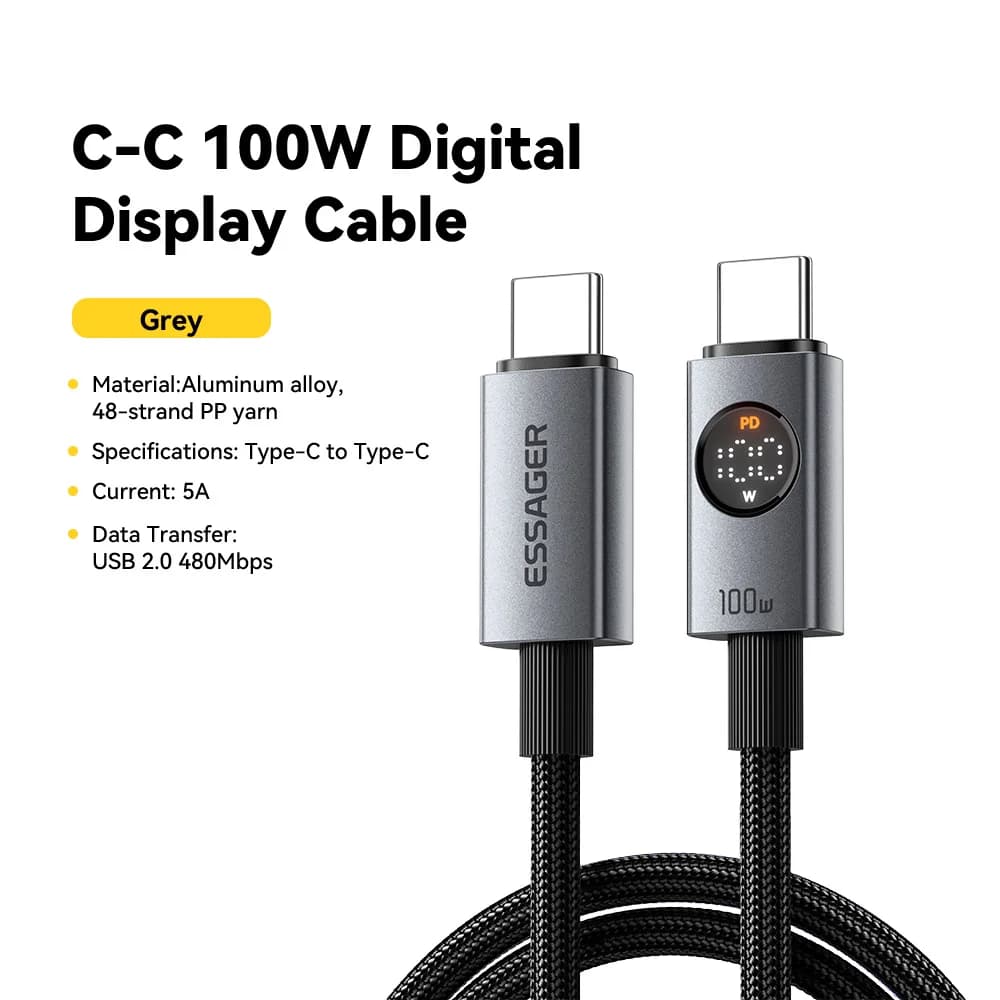 Kábel USB-C na USB-C 100 W s digitálnym displejom