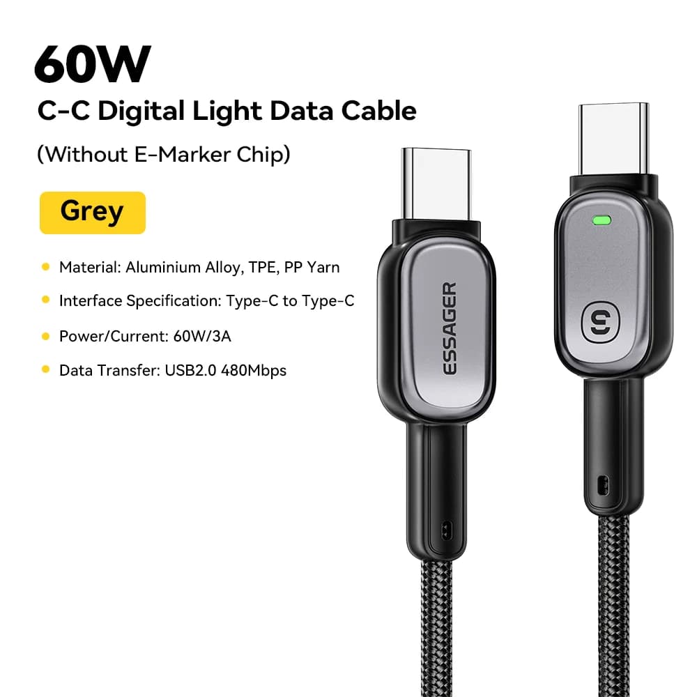 Kábel LED USB-C na USB-C 100W, rýchlonabíjanie PD 5A