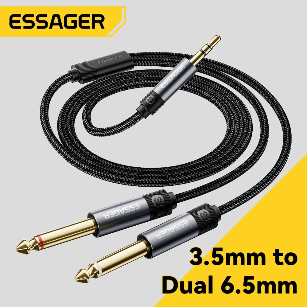 Káblový adaptér stereo audio z 3,5 mm na duálny 6,35 mm