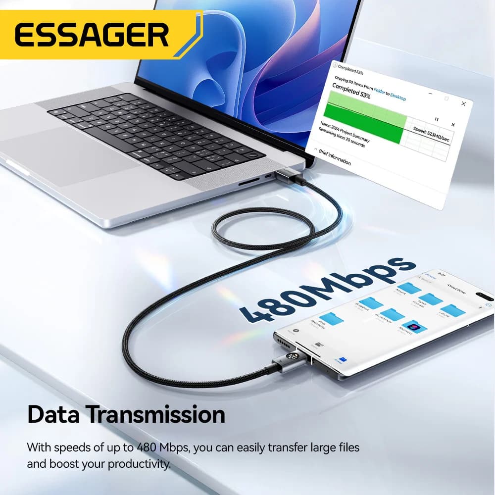 Kábel USB-C 7A/100W s digitálnym displejom