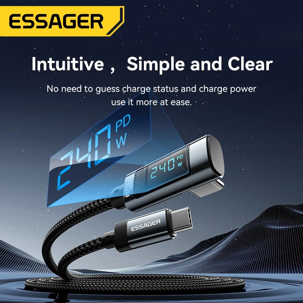 240W USB-C kábel s uhlom 90° (USB-C na USB-C)