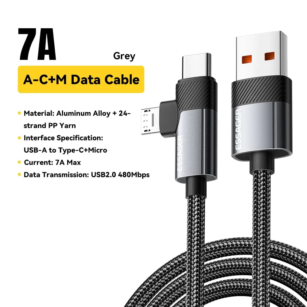 2v1 65W PD rýchlonabíjací kábel Type-C/USB-A na Micro