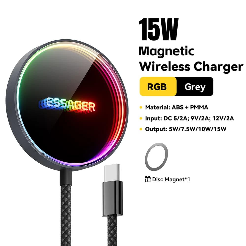 15W magnetická bezdrôtová nabíjačka RGB pre iPhone