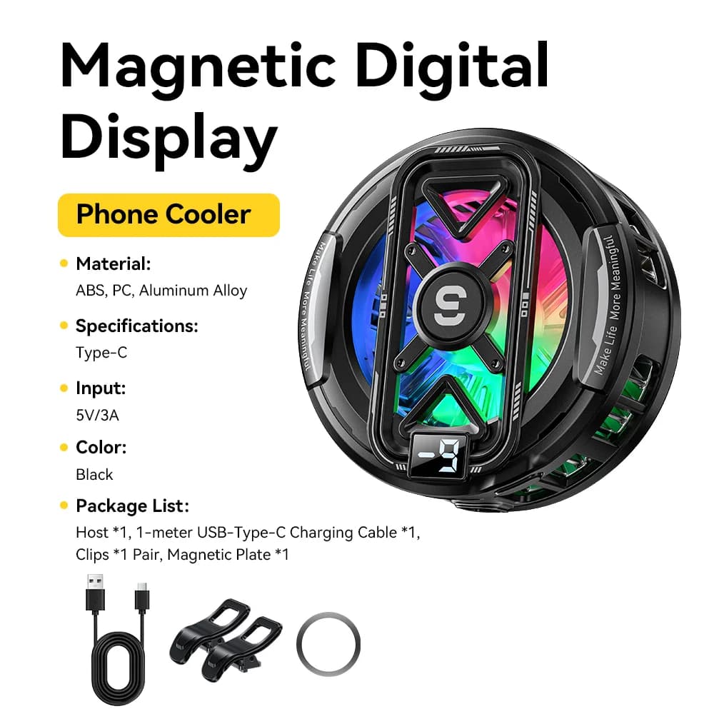 Magnetický chladič na mobil s digitálnym displejom