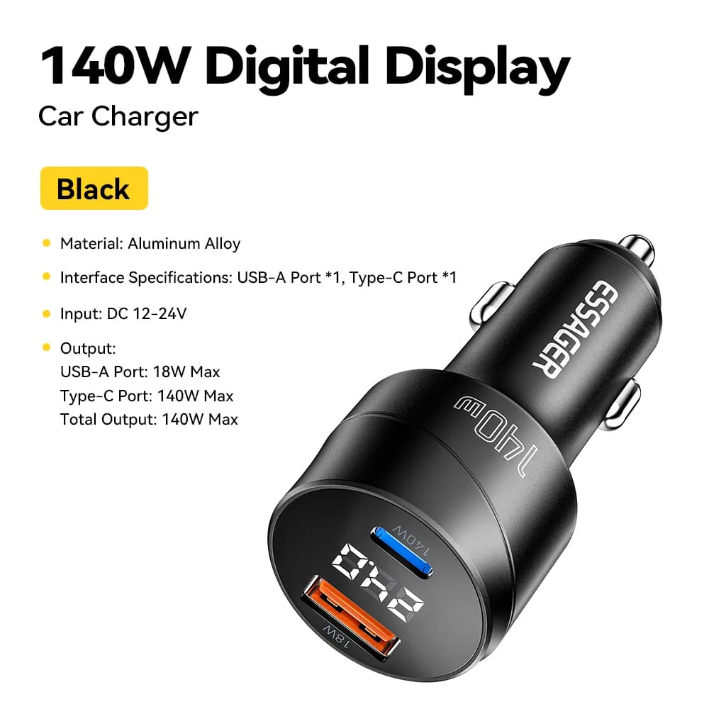 Automobilová nabíjačka USB-C 140W s PD 3.1 rýchlym nabíjaním