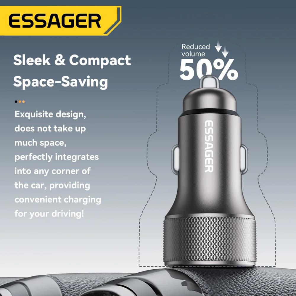 Automobilová nabíjačka 45W, duálne porty USB-C, s displejom