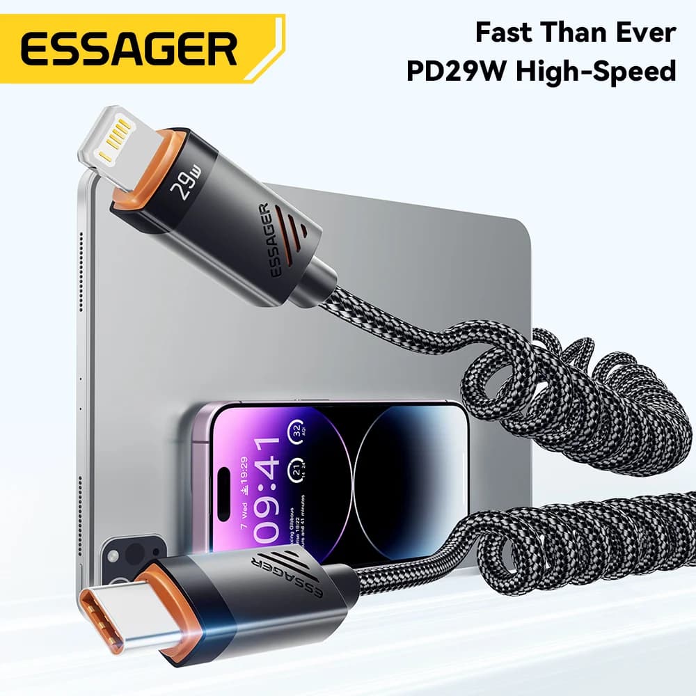 Pružinový USB-C na Lightning kábel pre rýchle nabíjanie