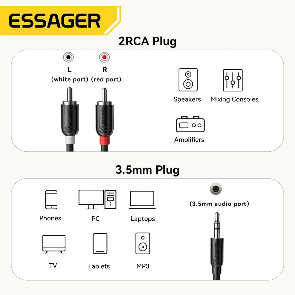 Rozdeľovací audio kábel 3.5mm na 2x RCA