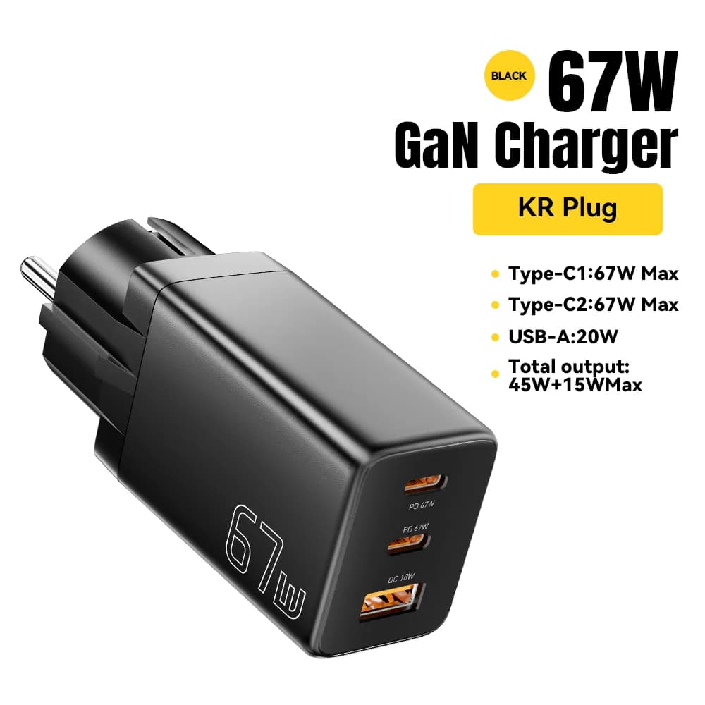 GaN USB Type-C nabíjačka s volbou zástrčky EU/KR